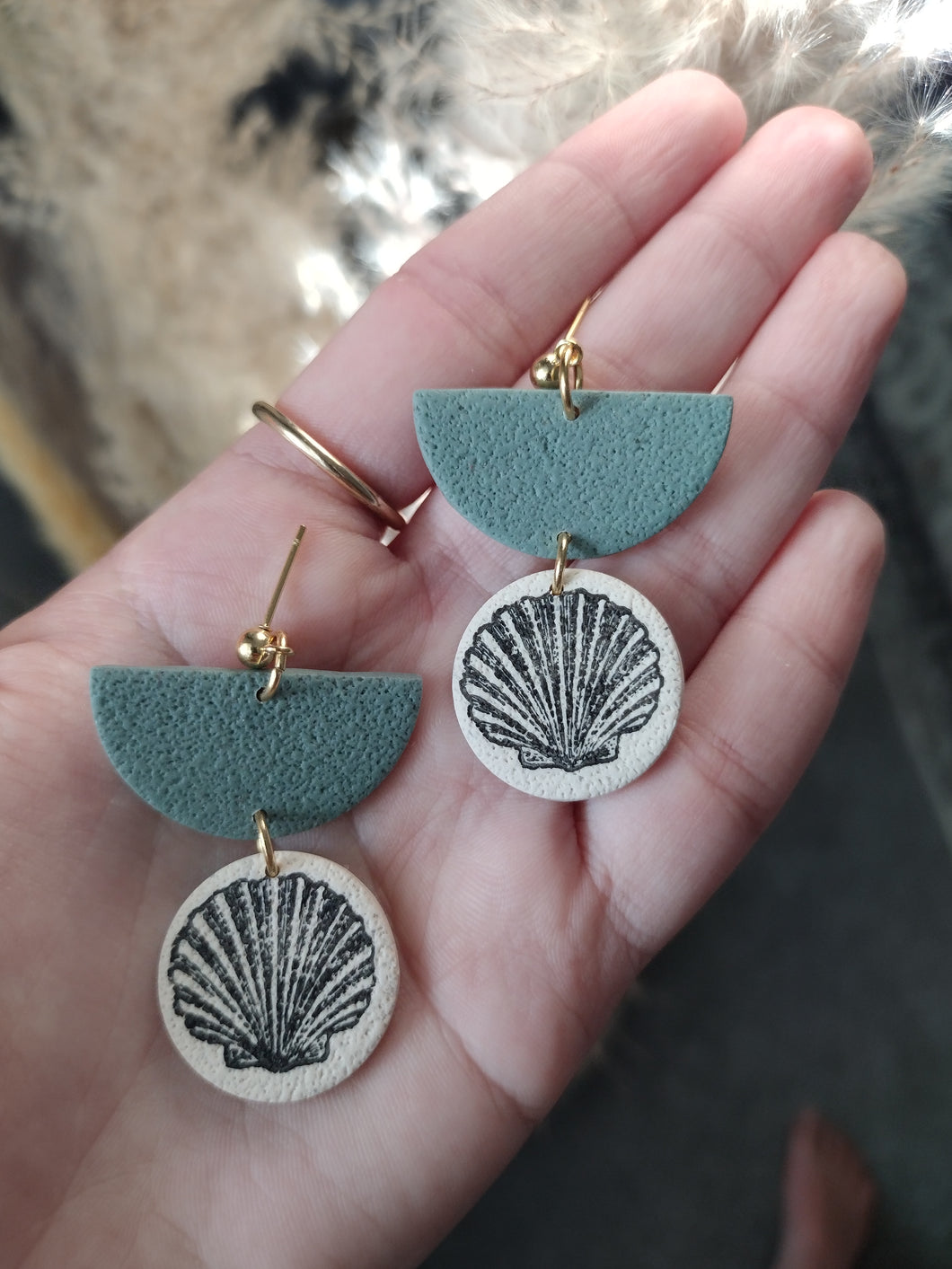 Semicircle and Scallop Earrings
